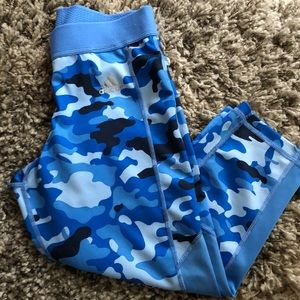 Adidas camo blue mid leg leggings